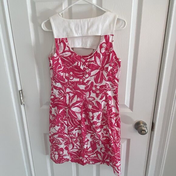 LILLY PULITZER JUBILEE Dress Womens Size 4 WHITE Pink CORONADO CRAB SHIFT - Picture 5 of 5